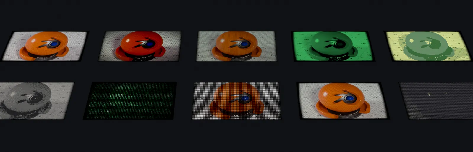MonitorShaderFX — one clip through all 10 shaders